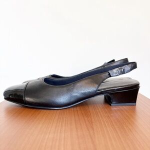 Trotters Black Slingback Patent Toe Cap Women's Heels size 10.5